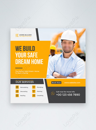 Build Safe Home Social Media Post , Real Estate Home,  build home,  social media post template
