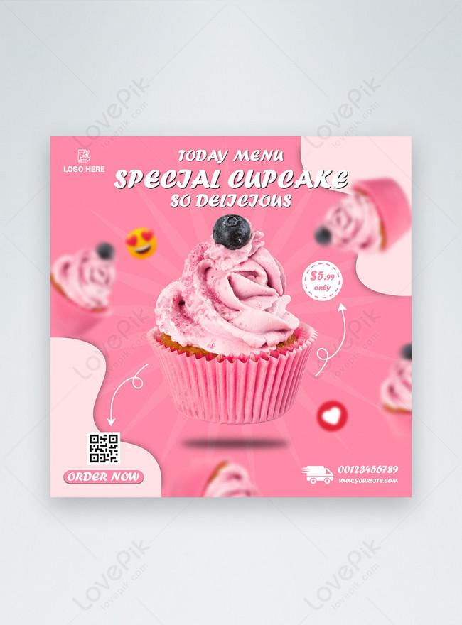 Special birthday cake menu flyer or social media bakery food pro ...