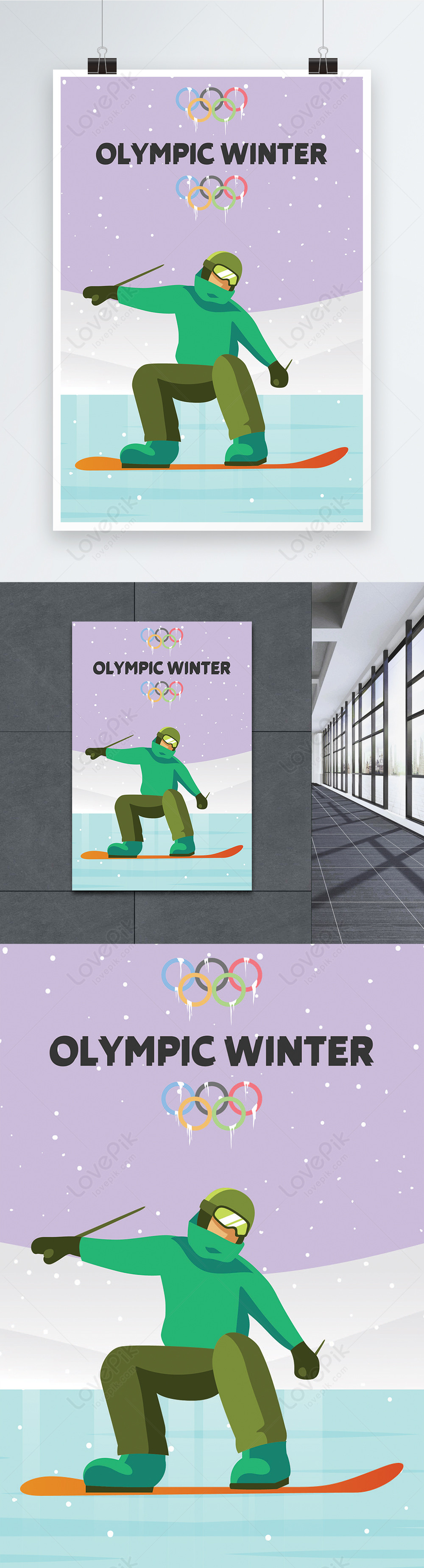 Winter olympics skiing blue illustration background template image ...