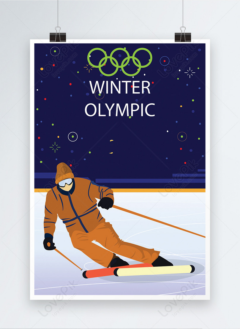 Winter olympics skiing blue illustration background template image ...