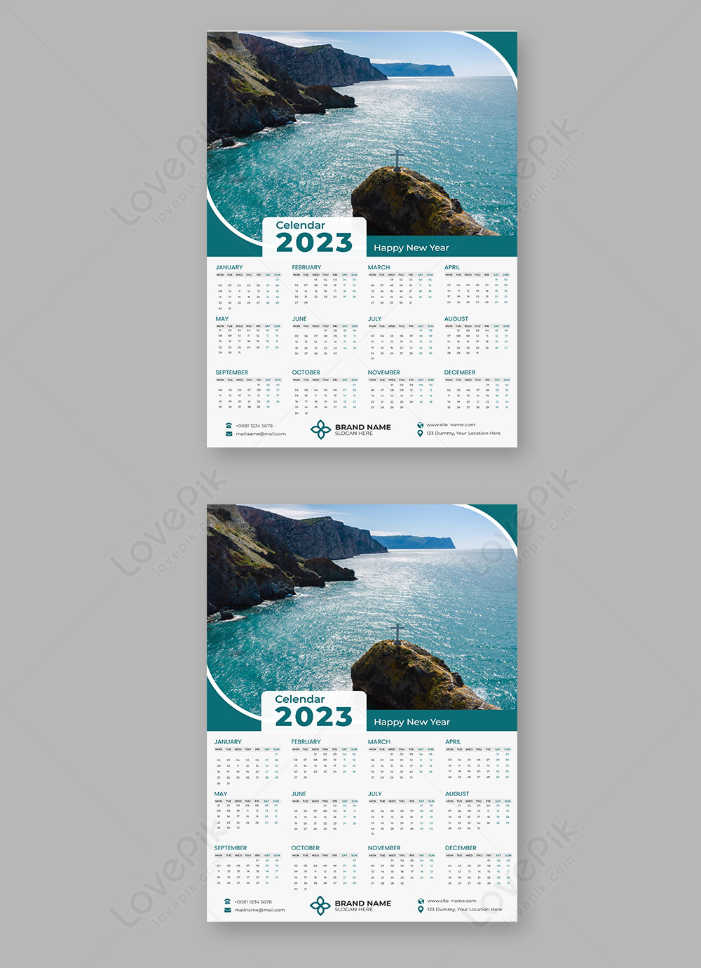 2023 wall calendar design template image_picture free download ...