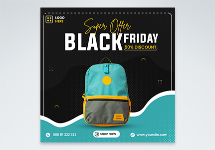 shopping bag black Friday super sale social media banner template