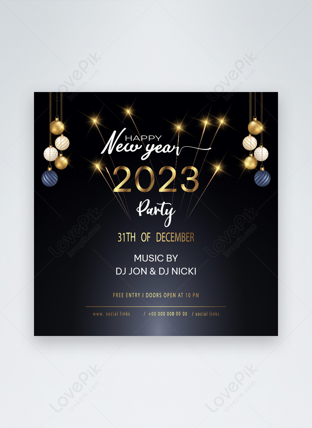 Gorgeous black background new year invitation poster template image