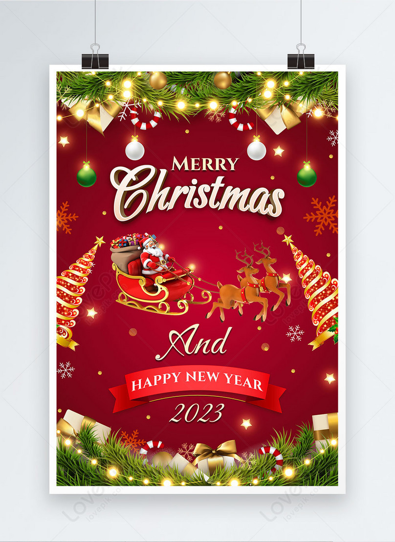 Santa christmas holidays celebration party poster template image ...