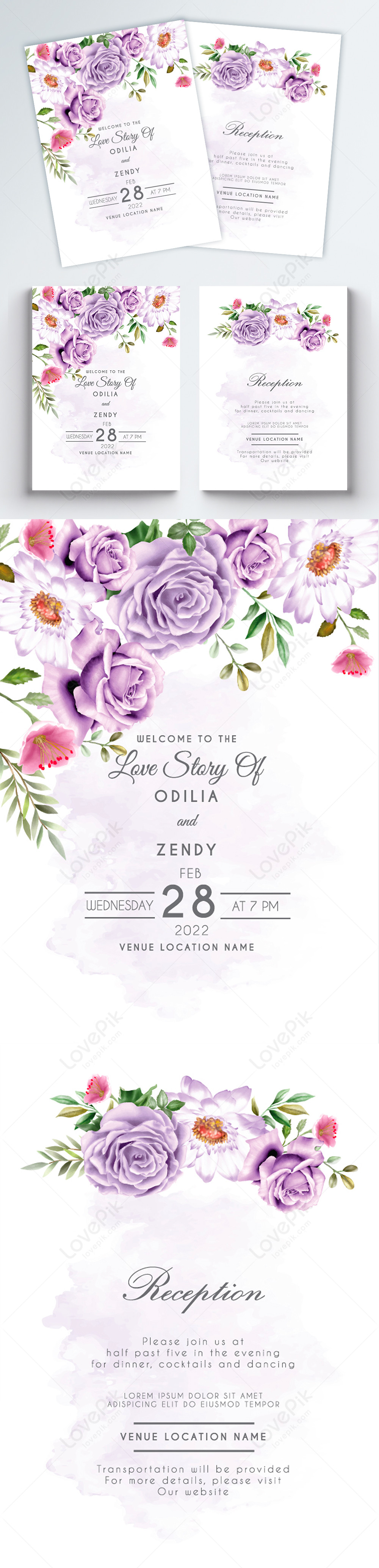 Floral wedding invitation card design template template image_picture ...