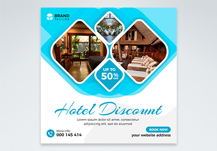 Travel business promotion hotel discount banner design template for social media, hotel service,  travel hotel rent,  social banner template