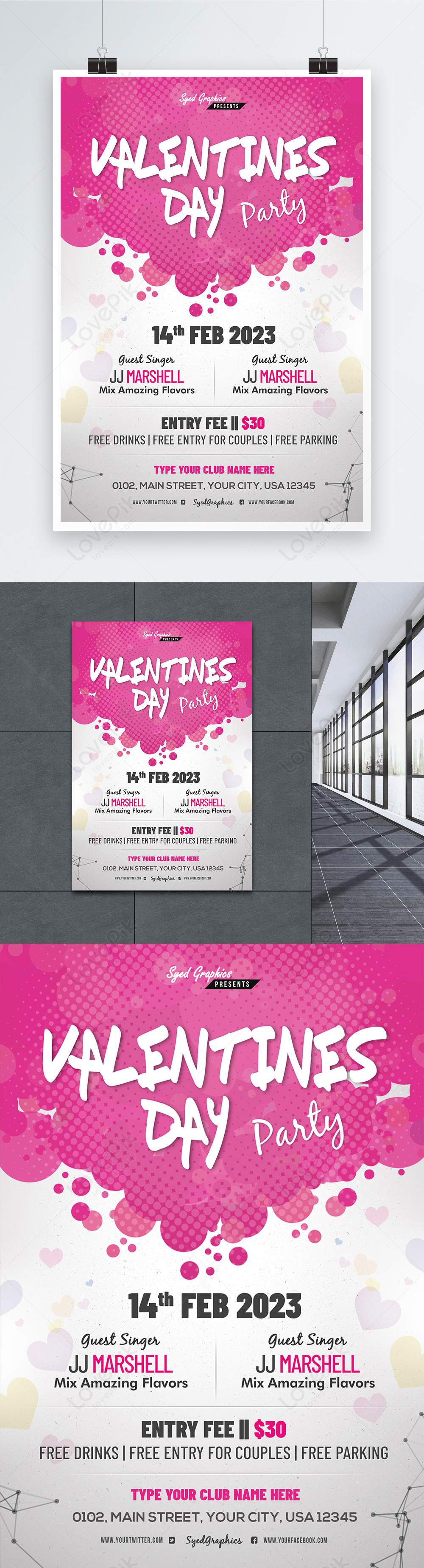 Valentines day club party poster psd templates 2023 template image ...