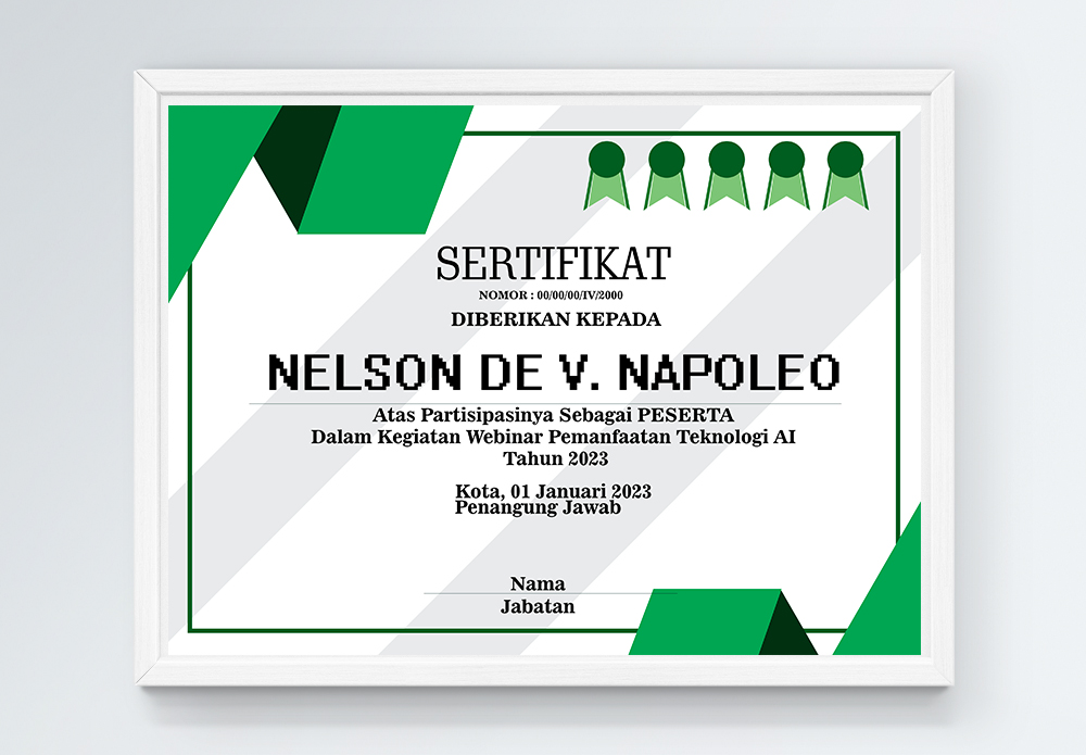 certificate of appreciation green border