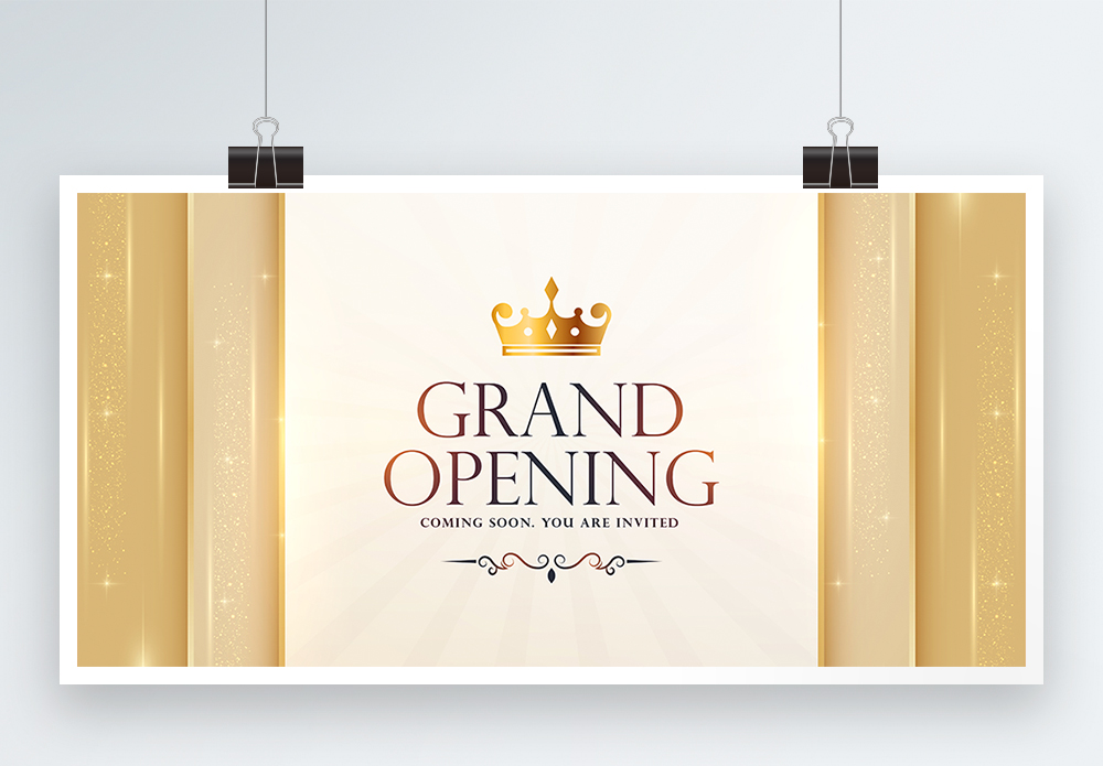 Grand Opening Ribbon Vector Art PNG, Grand Opening Text Effect