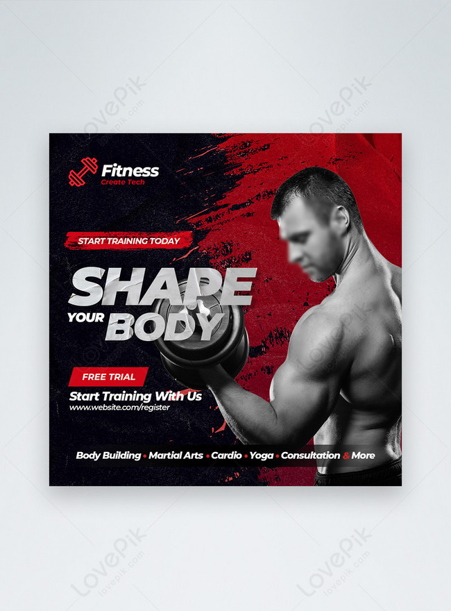 Gym fitness social media post template template image_picture free ...