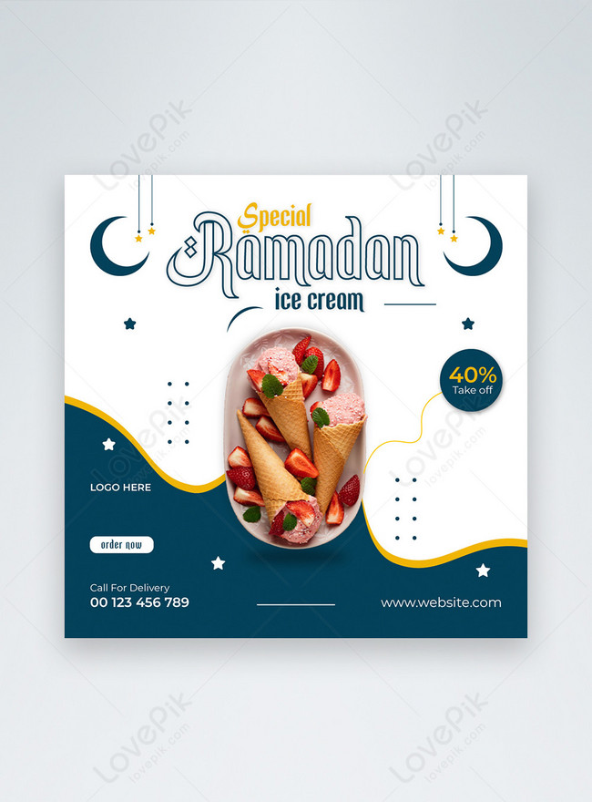 Ramadan menu for ice cream social media post banner template template