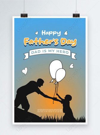 Fathers Day Blue Theme Creative Drawing Poster Template | EPS Free Download  - Pikbest
