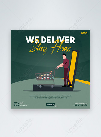 Food Delivery Services Social Media Post Banner Templates