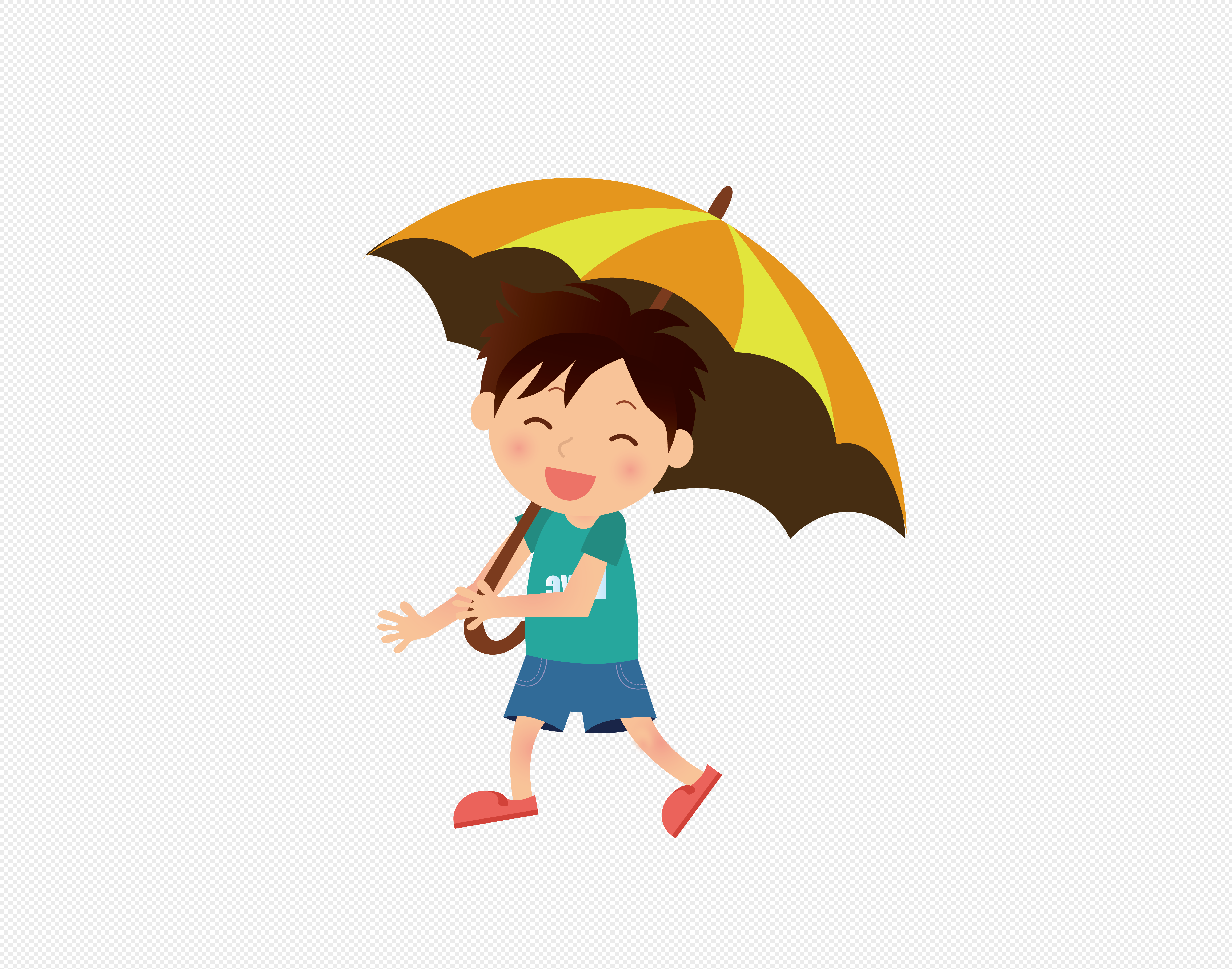 Мультяшный мальчик с зонтом