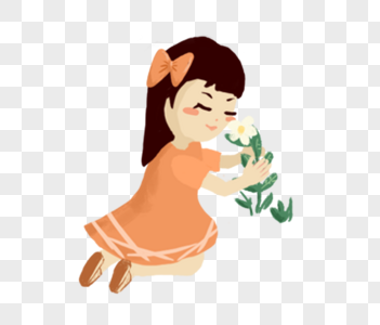 Little Girl Picking Flowers PNG Free Download And Clipart Image For ...