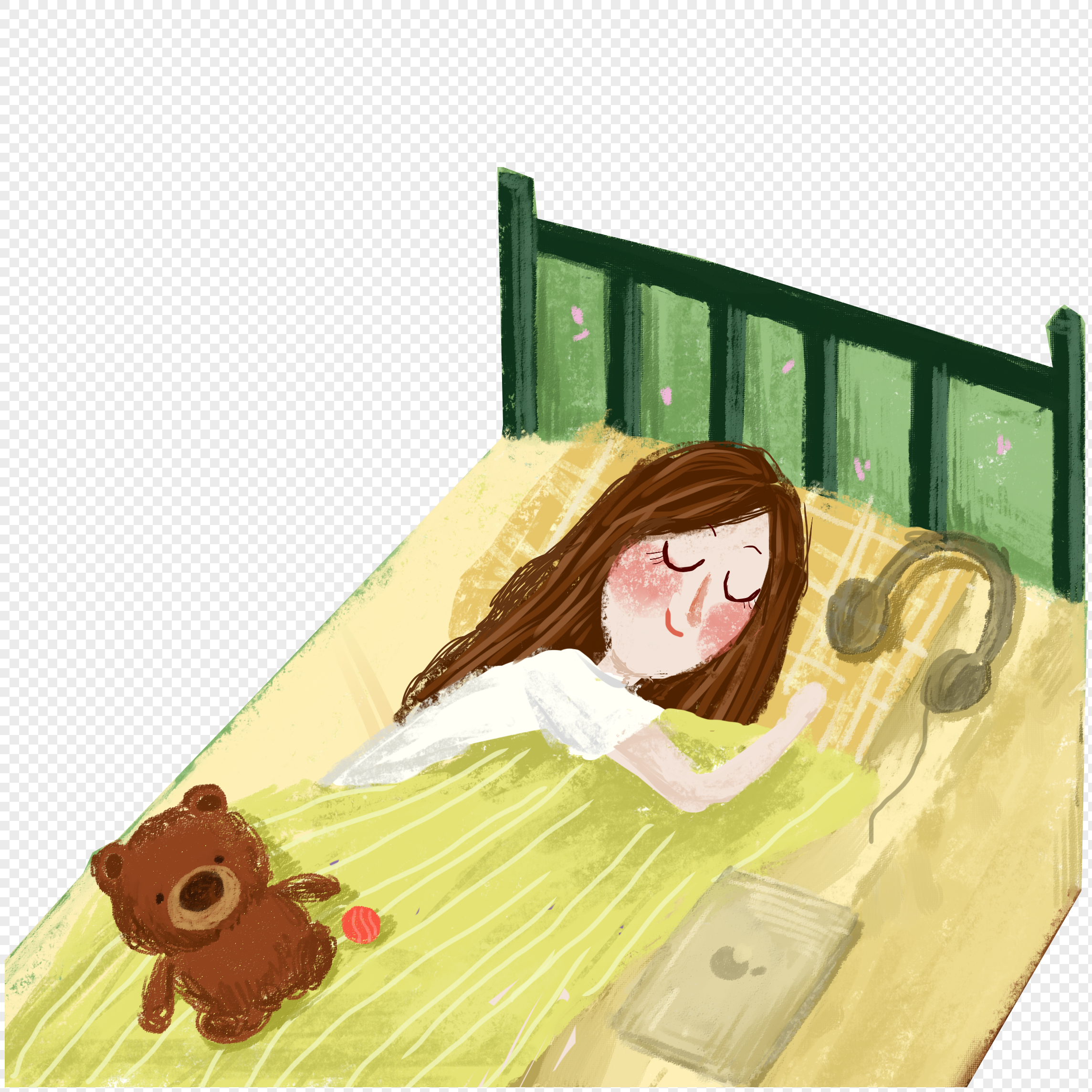 Рисунок девушка лежит на кровати