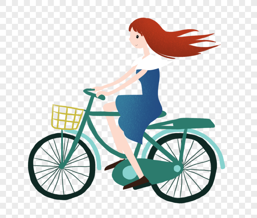 Hình ảnh về cô gái và chiếc xe đạp được thiết kế dưới dạng file PNG, giúp background trong suốt và dễ dàng nhập vào các tài liệu văn phòng hoặc sử dụng trong thiết kế đồ họa.