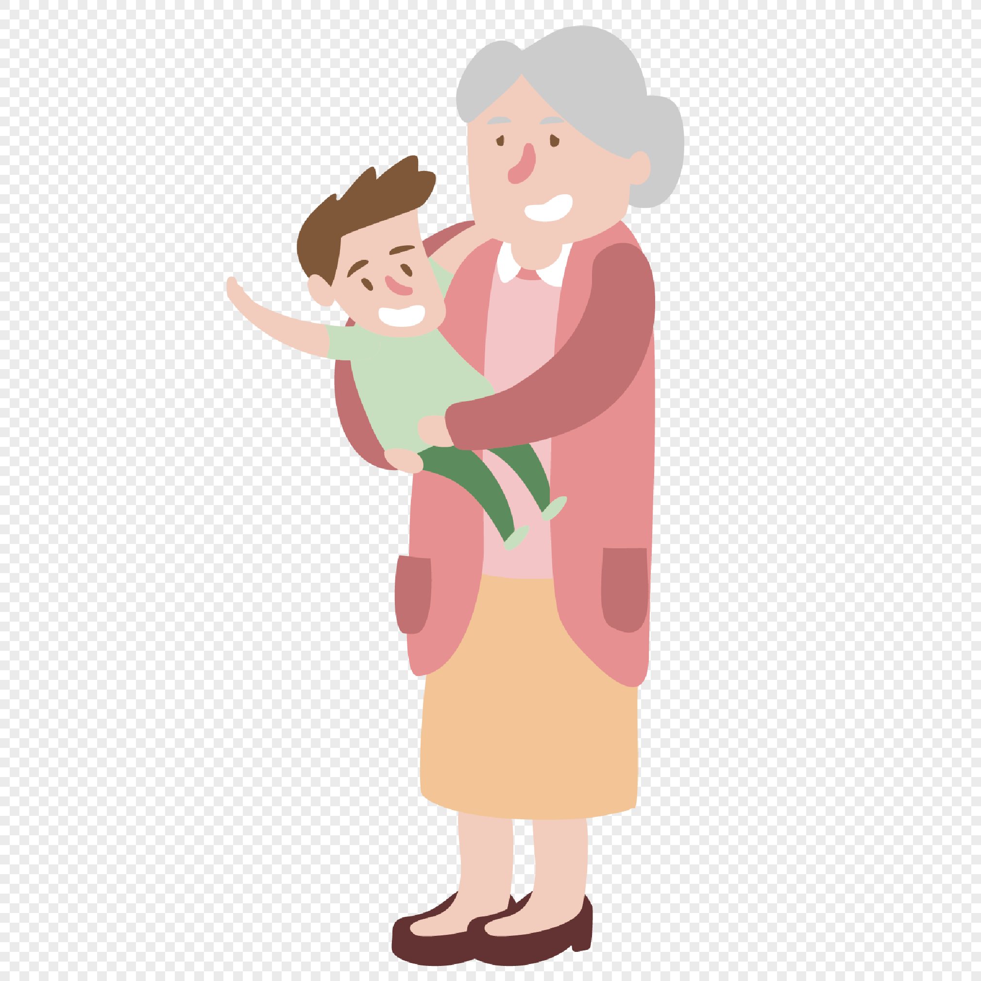 Бабушка с внучкой без фона