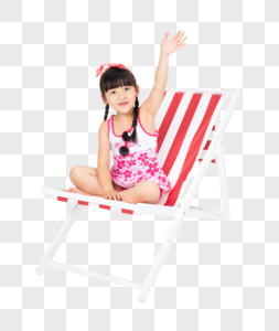 Photo De Dessin Animé Petite Fille Assise Sur La Plage Et