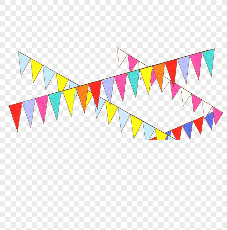 Coloured Flags, Birthday Decoration, Illustration, Hand Drawn PNG ...