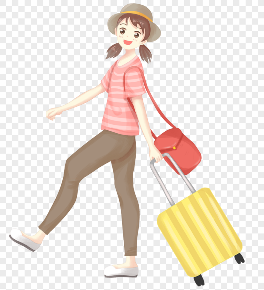 A Girl Holding A Suitcase PNG Transparent Image And Clipart Image For ...