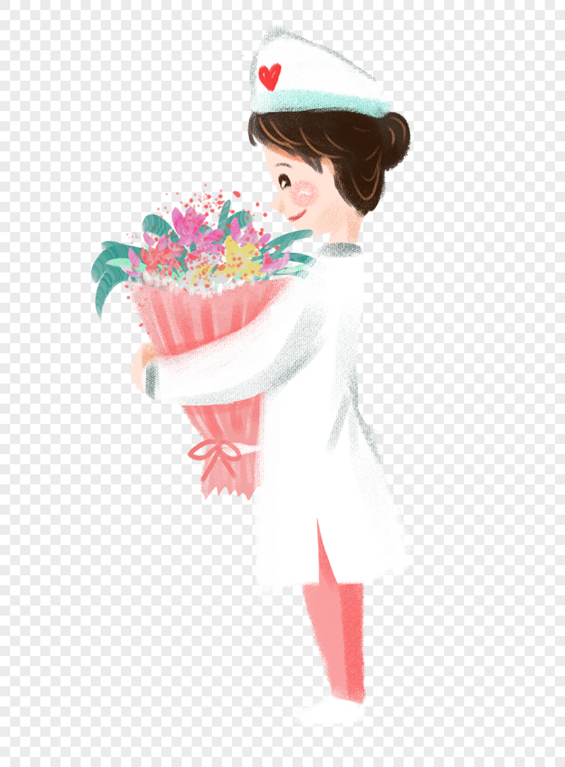 Медсестра с цветами
