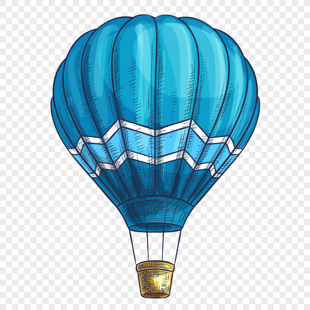 Hand drawn cartoon hot air balloon vector material png image_picture