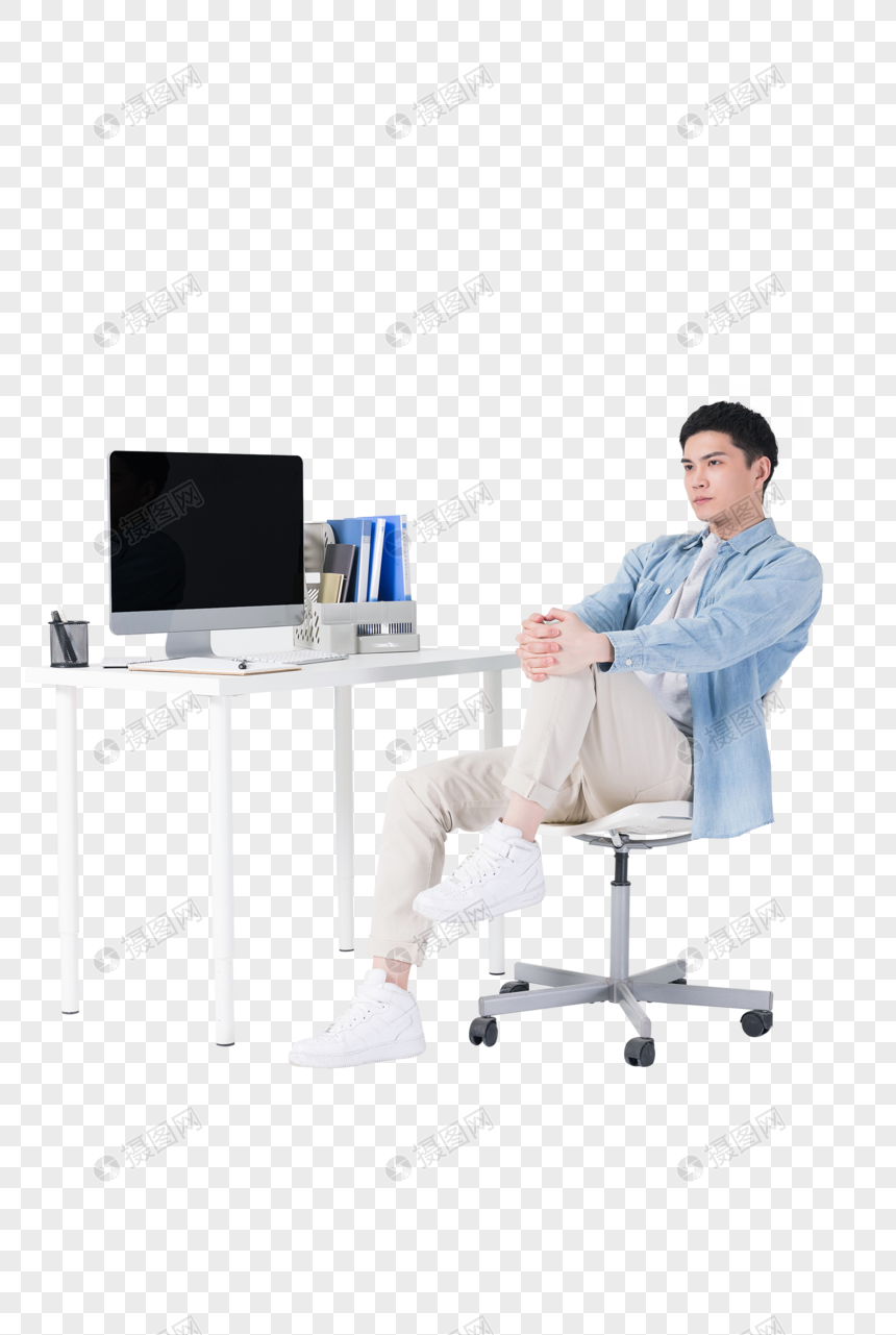 Leisure Business Men Stretch Their Bones At Their Desks Png