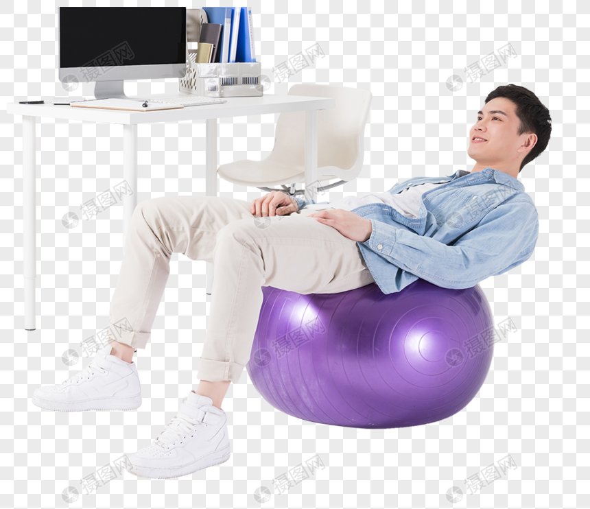Young Staff Are Sitting On A Yoga Ball Png Image Picture Free