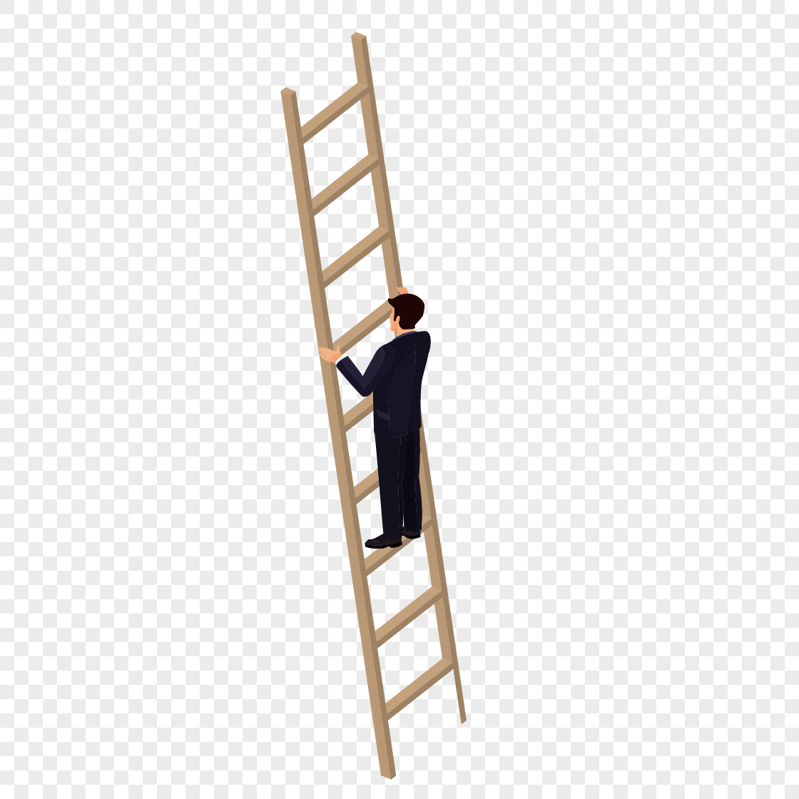 Человек поднимается по новисной по веревочной лестнице вид сбоку