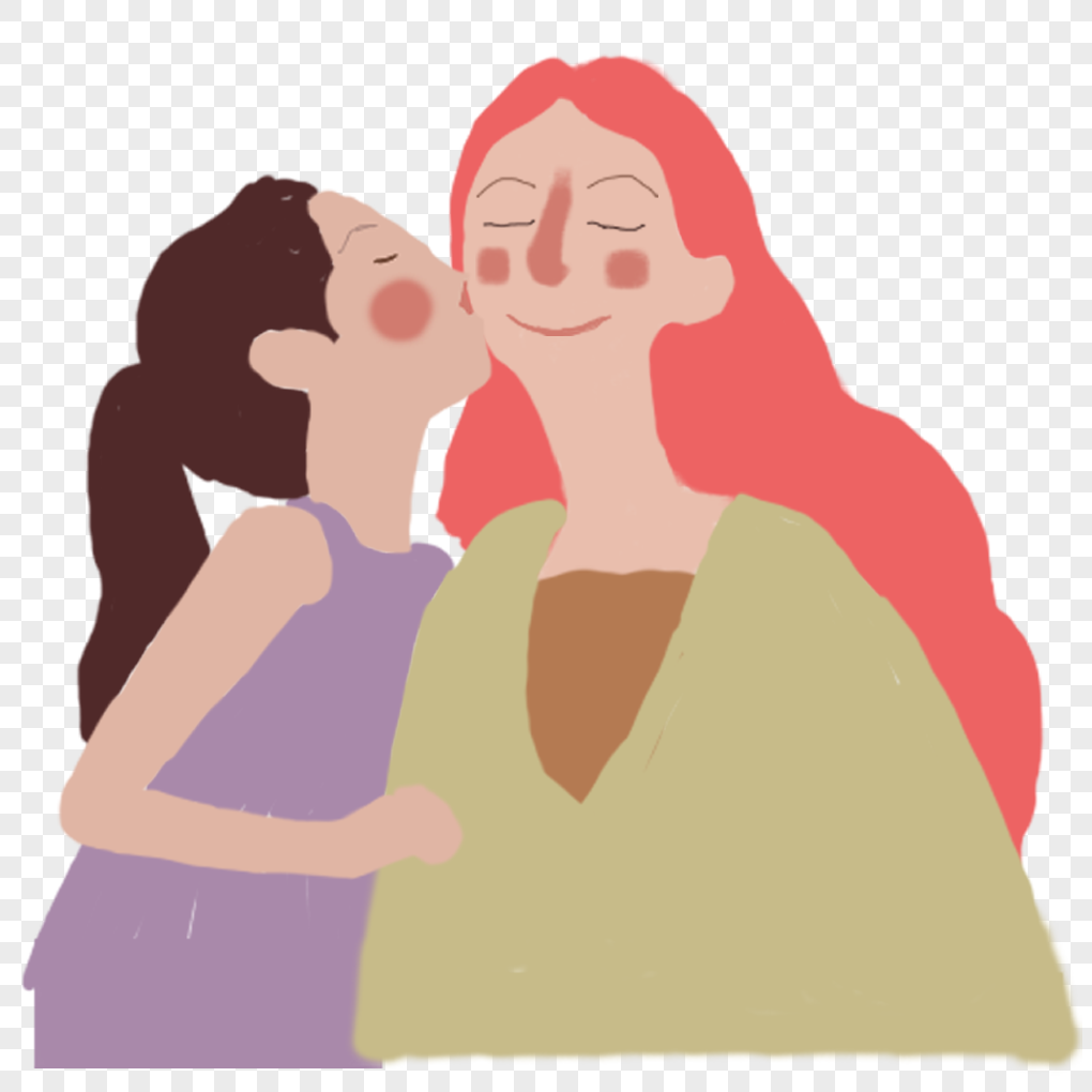 Mothers Day Kisses Mother PNG Transparent Background.