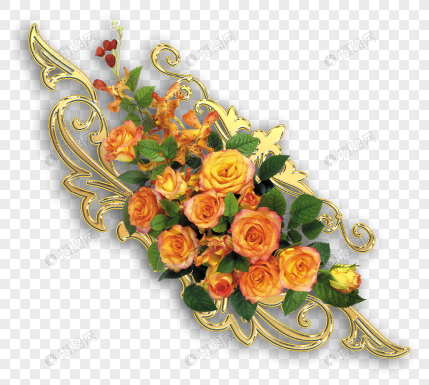 bingkai bunga mawar emas gambar unduh gratis_imej ...