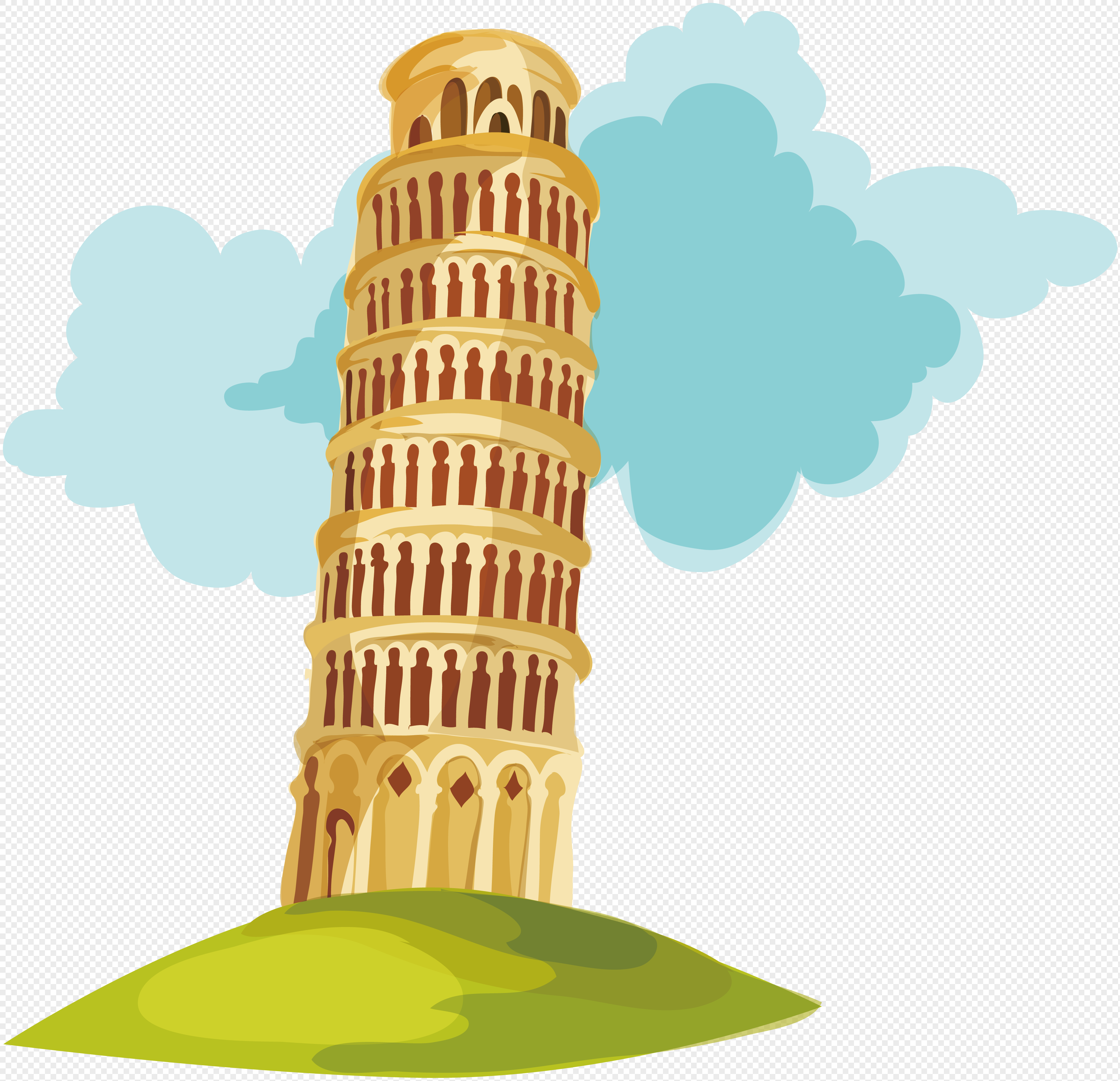 Watercolor Italy Travel Element Leaning Tower Of Pisa Png Imagepicture