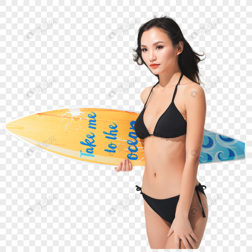 サーフボードを持って黒いビキニで美しい女性イメージ グラフィックス Id Prf画像フォーマットpng Jp Lovepik Com