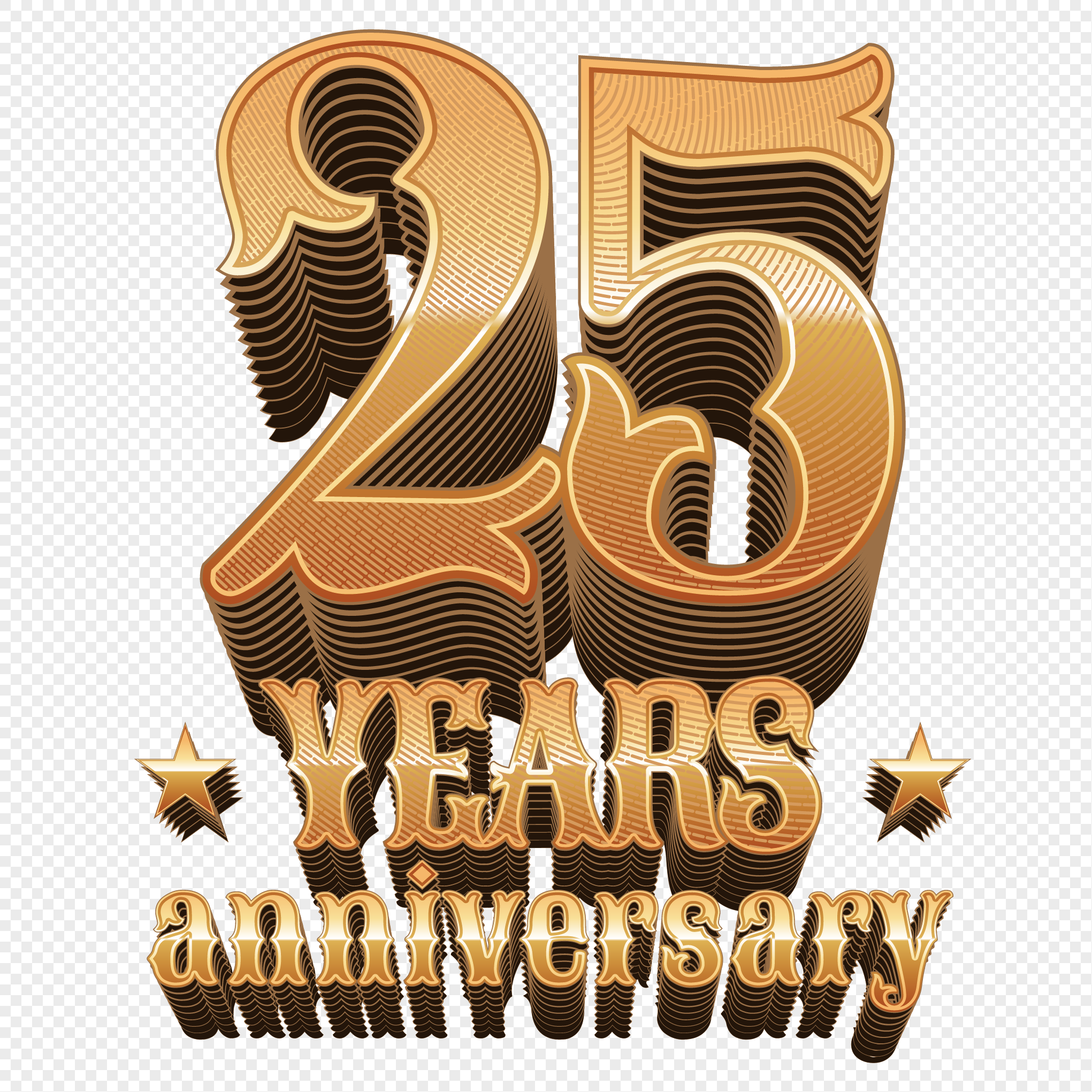 Stereoscopic gold number 25th  anniversary  vectorial 