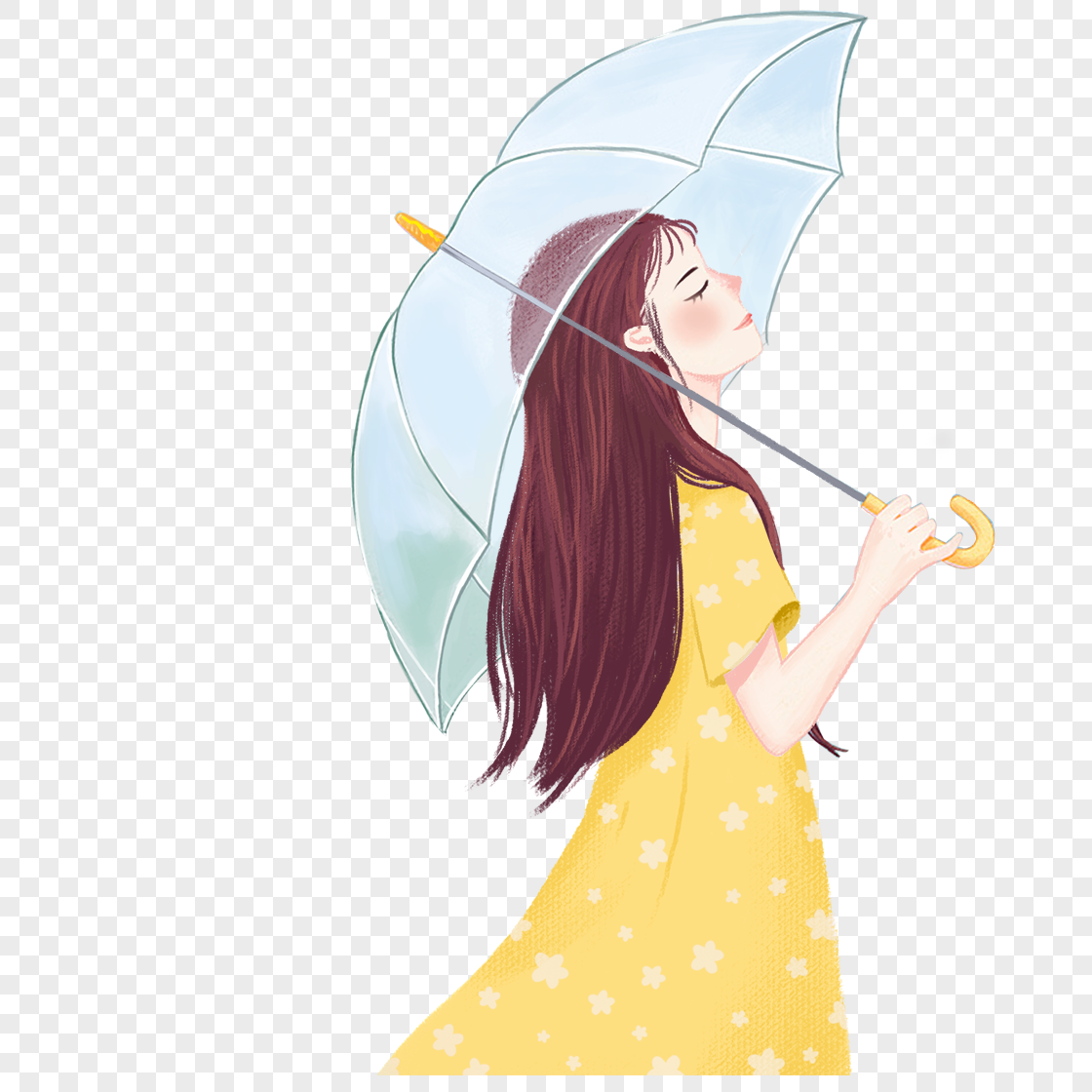 Девушка с зонтом без фона