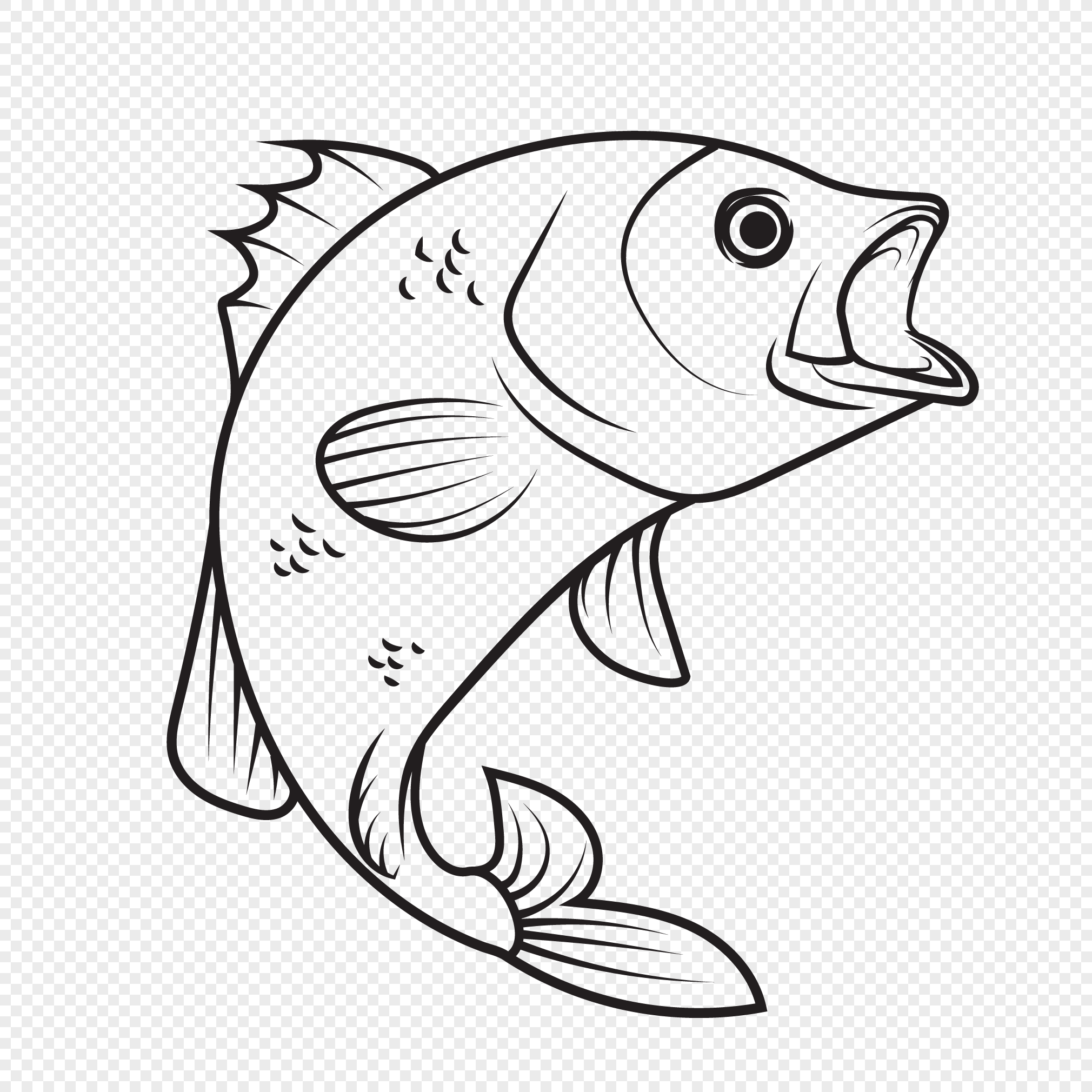 Download Hand drawn line drawing fish vector elements png image ...