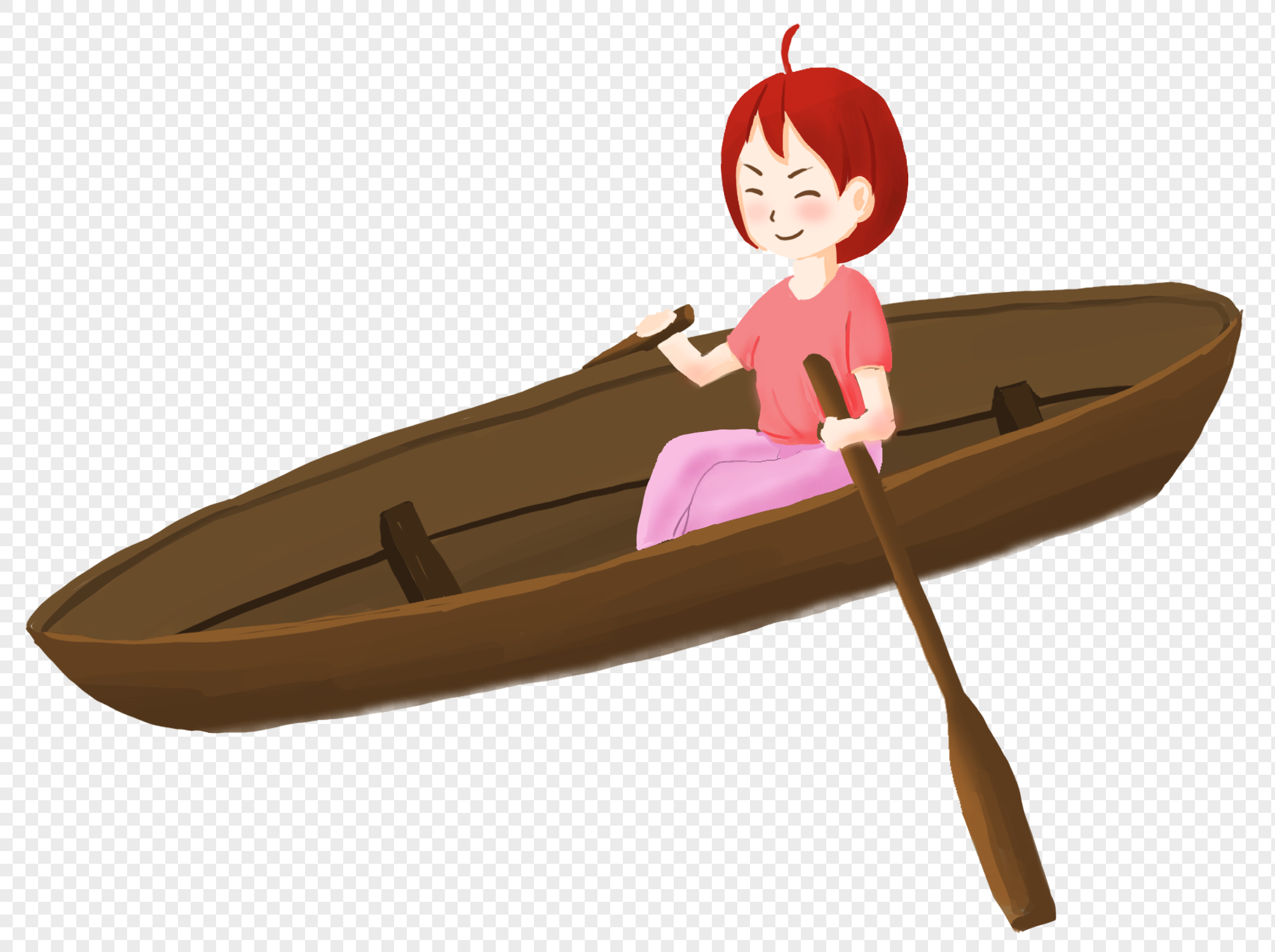 Девушка в лодке гребет рисунок