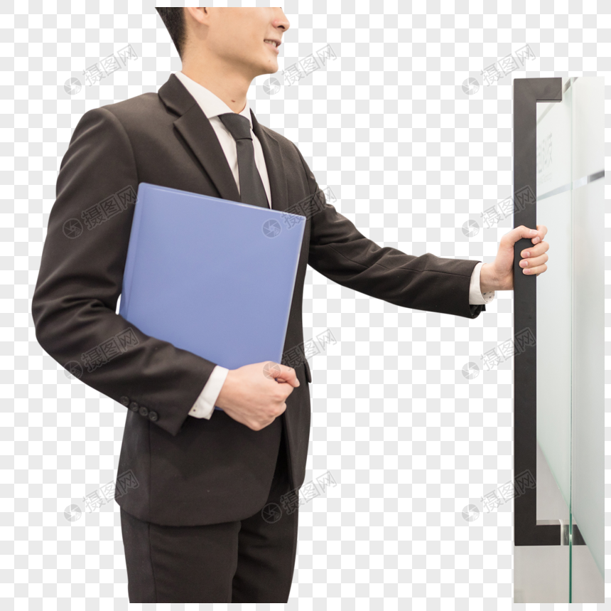 man opening office door