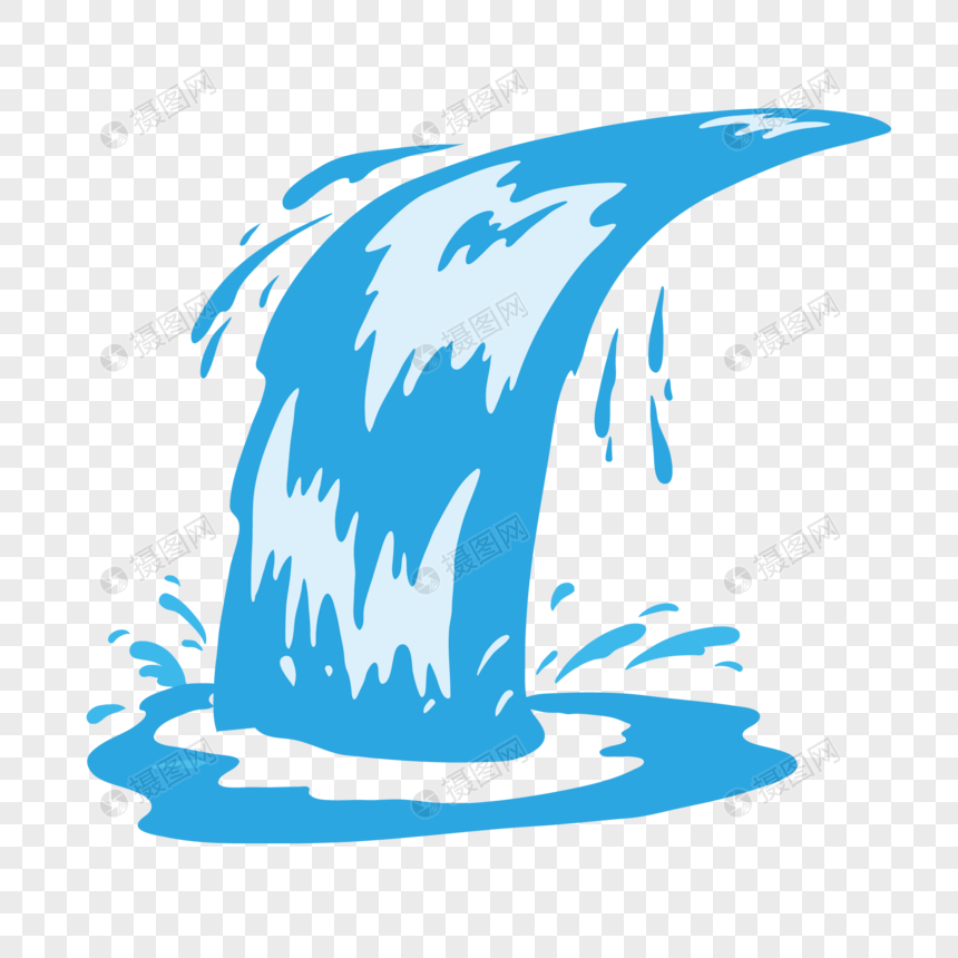 air terjun biru mengalir unsur unsur vektor air gambar unduh gratis