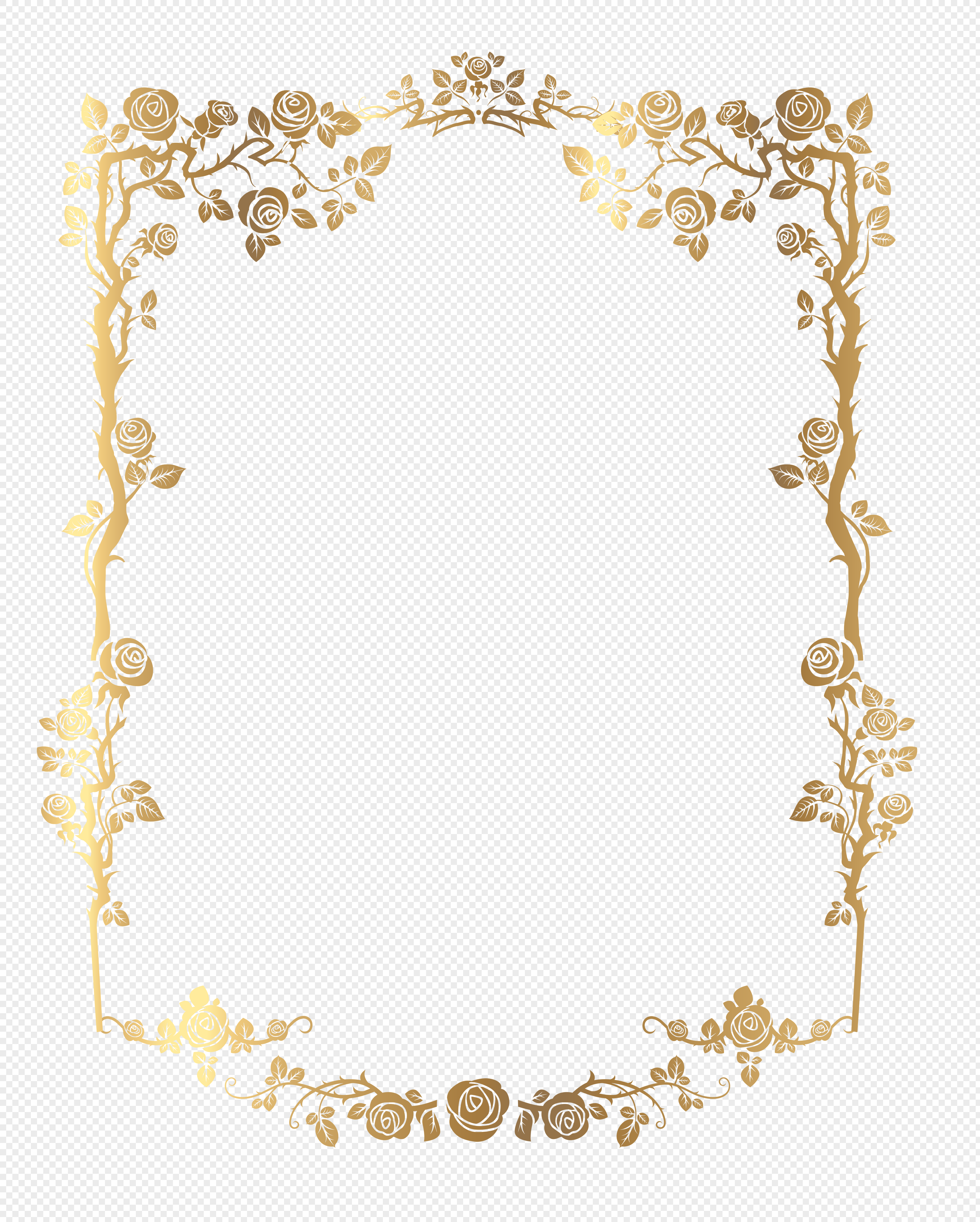 Golden rectangle french flower border png image_picture free download ...