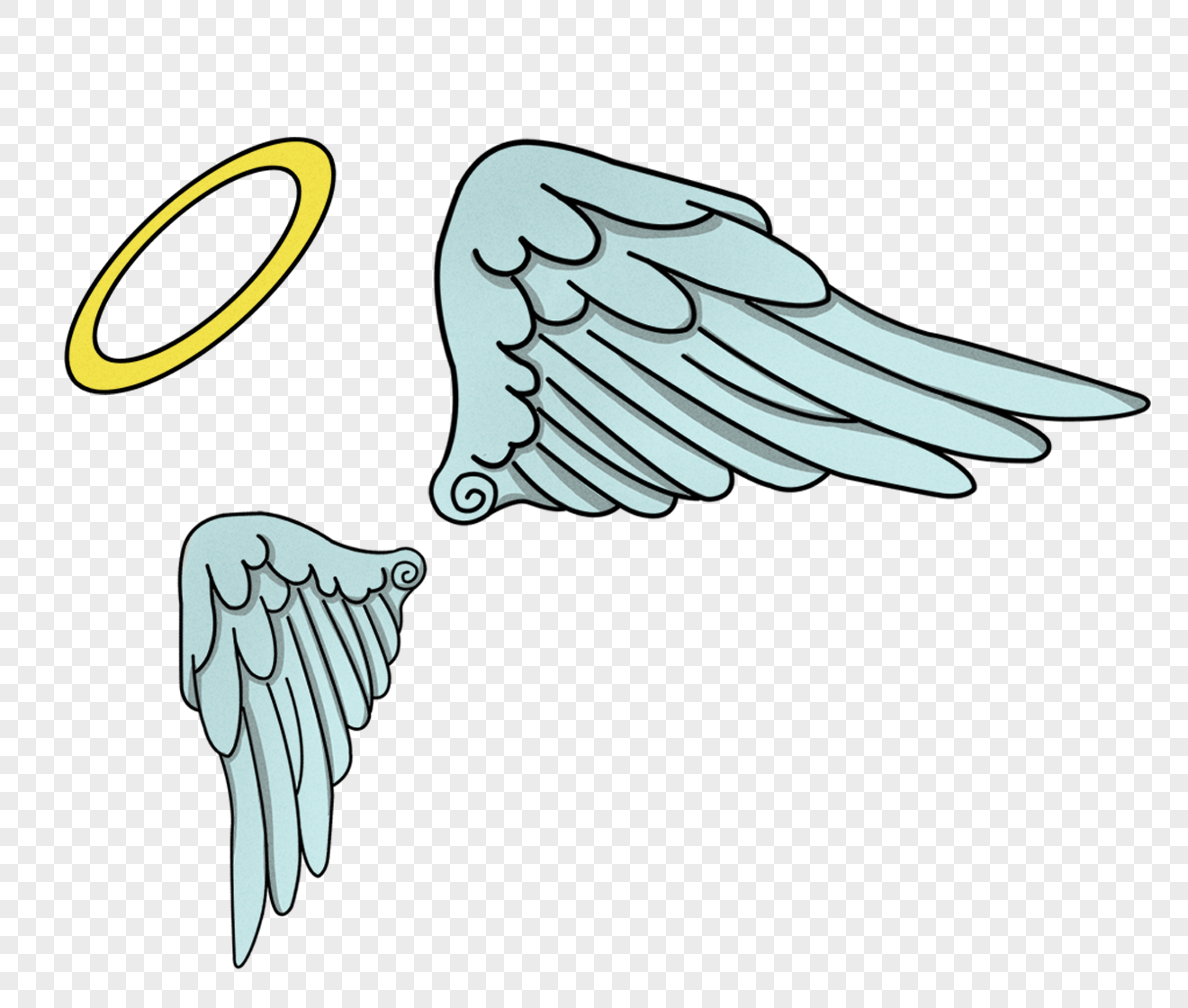 Teal wings and brown halo illustration, Doodle Angel Illustration, Hand  painted angel ring transparent background PNG clipart | HiClipart