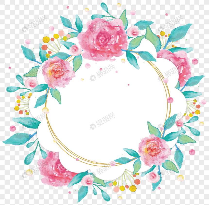 Pink watercolor flowers border png image_picture free download