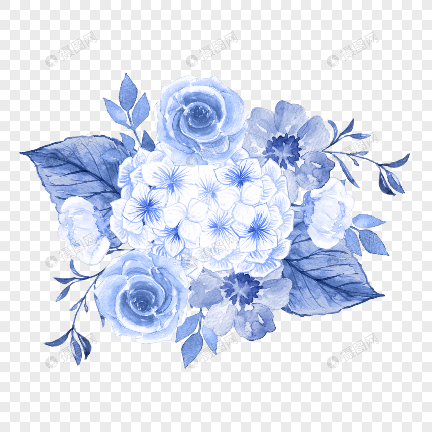 Download Blue flower garland vector material png image_picture free ...