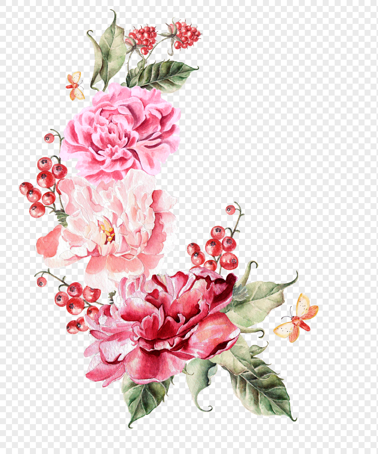 Colorful watercolor wedding flowers vector material png image_picture free download 400538739 ...