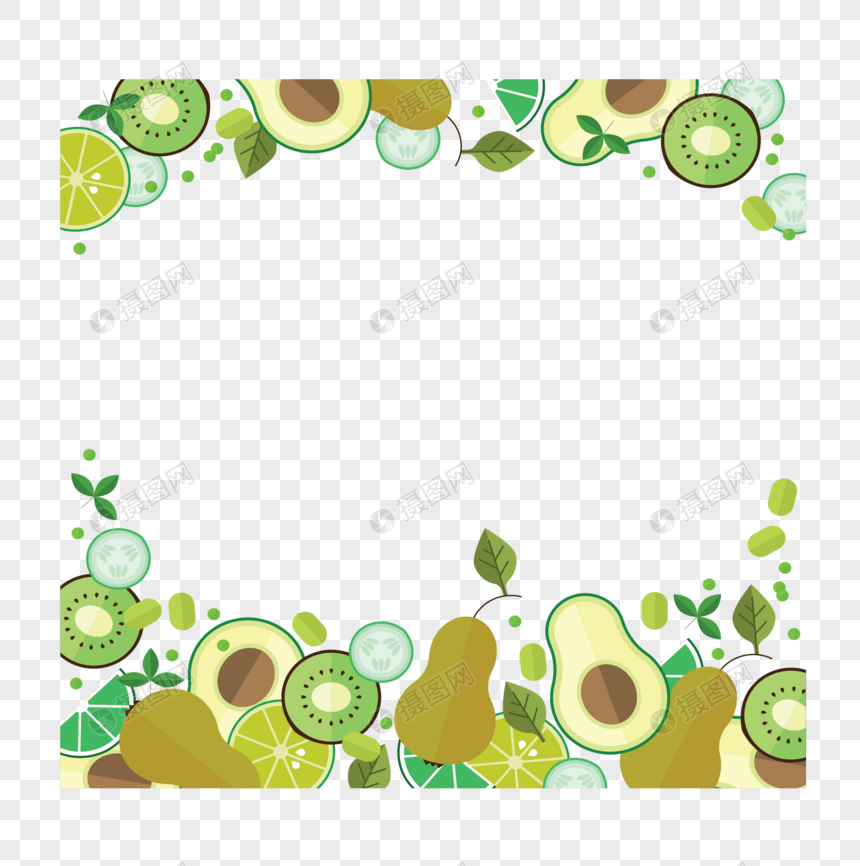 Green summer fruit border png image picture free download 