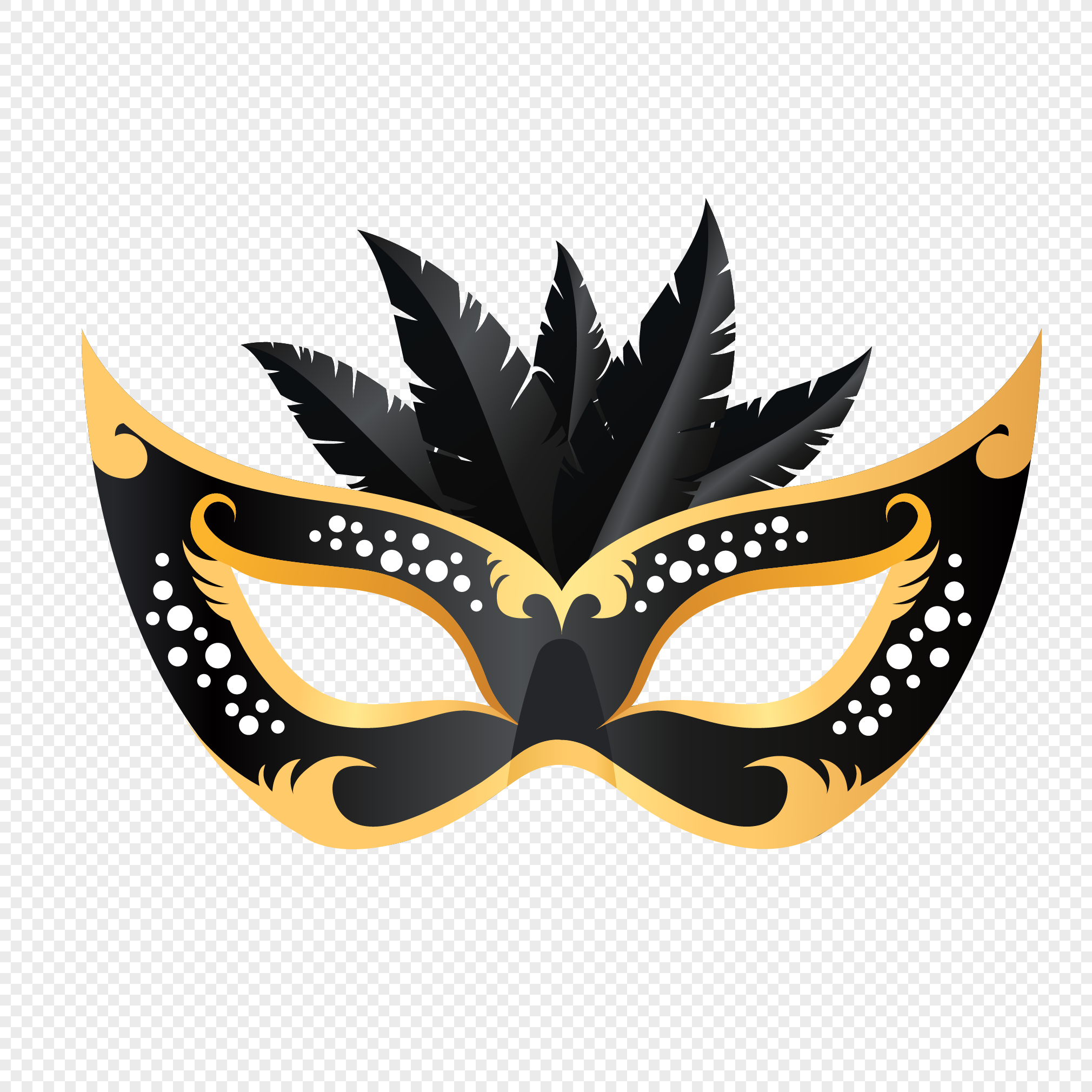 Download Black gold party mask feather decorative material png image_picture free download 400544399 ...