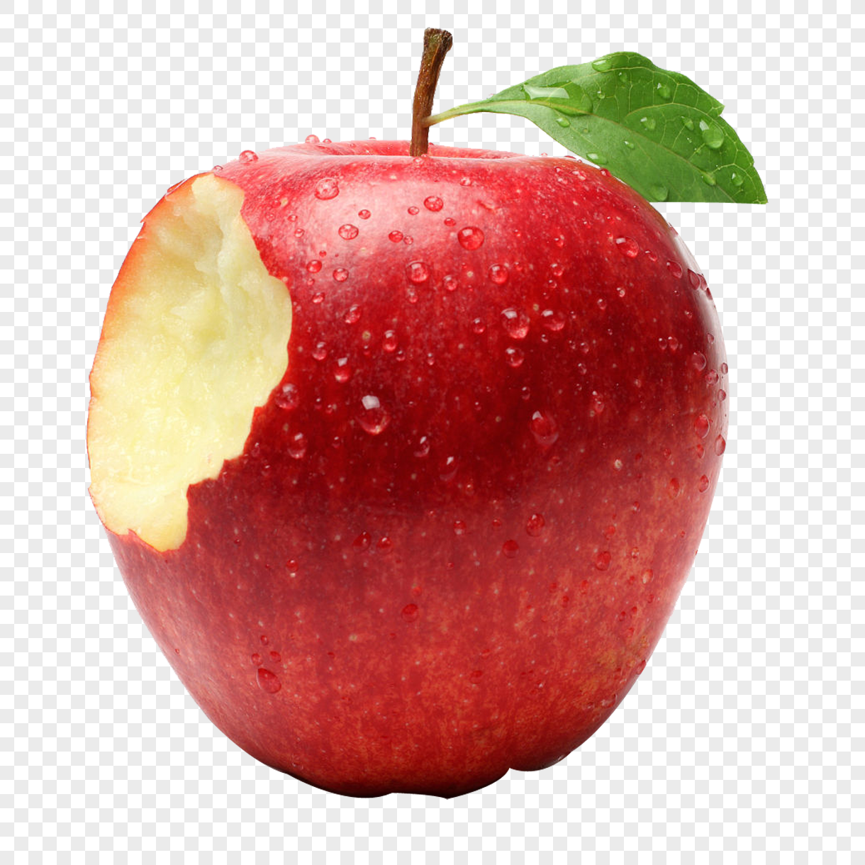 一个灰色的苹果咬一口黄色的果肉灰色的树叶