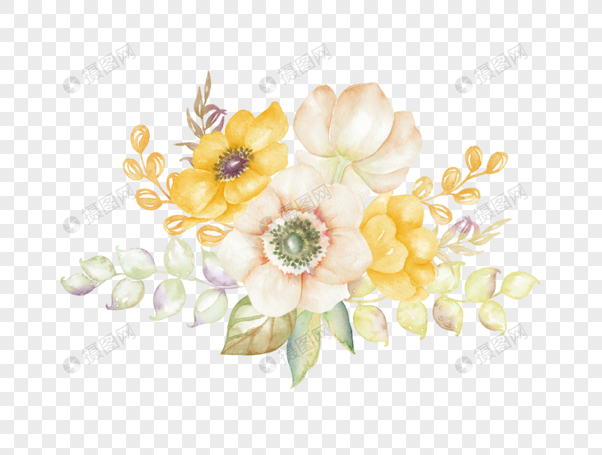 Download Coloured watercolor yellow flower vector png image_picture free download 400578106_lovepik.com
