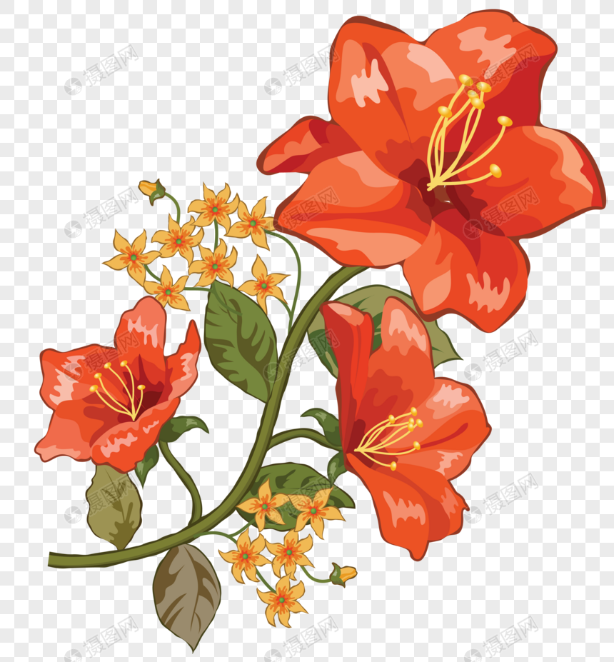 tangan merah dicat bunga bunga raya gambar unduh gratis_imej 400609025